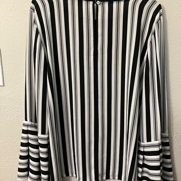 LOFT Black and White Striped Blouse - Picture 7 of 8
